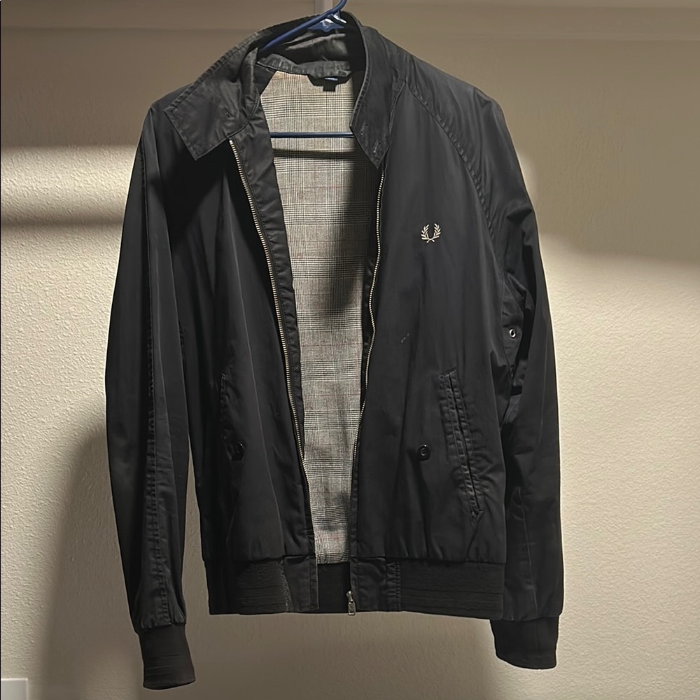 Fred Perry Black Bomber Jacket with Ribbed Cuffs